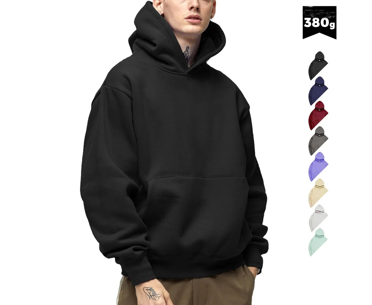 Custom Logo 400gsm Heavyweight Pullover Hoodie 100% Cotton Luxury Blank Oversized Streetwear Sweatshirt