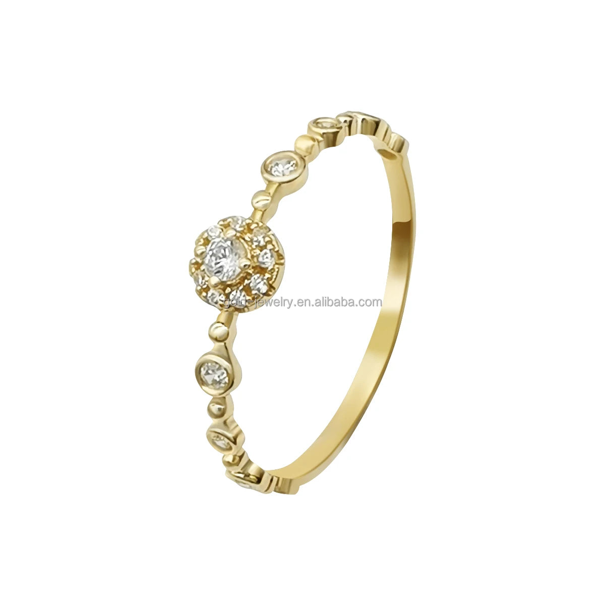 Good Quality 14k Gold Jewelry 5A CZ Finger Ring for Women Girls Simple Style Jewelry Popular Selling