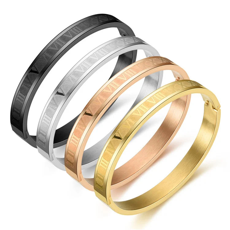 Wholesale New Simple Korean 316 L Stainless Steel Fashion Beautiful Roman Number Digital Couple Bracelet