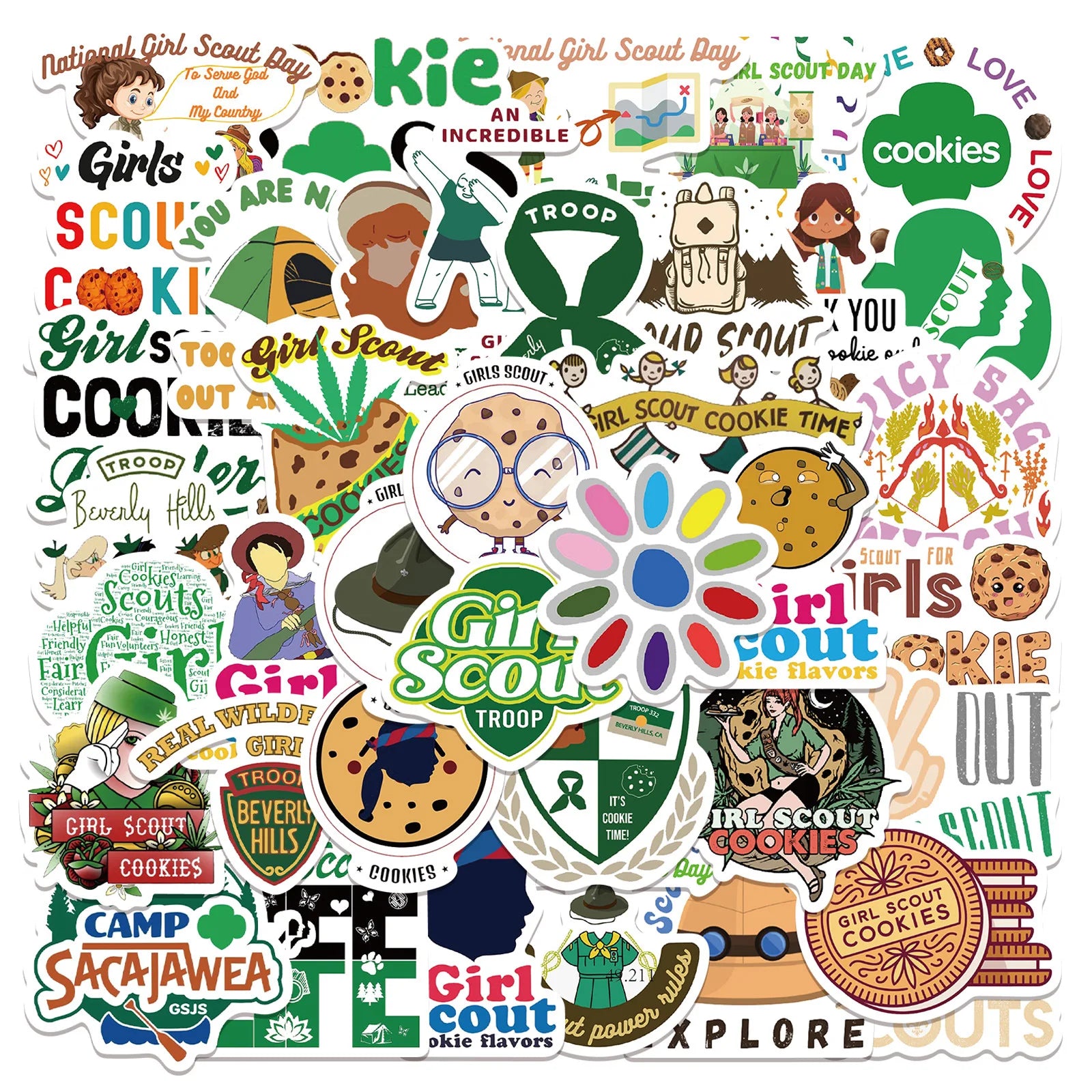 50PCS Cartoon cute funny movie girl scouts cookies sticker