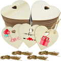 60 Pcs 3" Wooden Blank Hearts for Crafts Wood Unfinished Hearts with Holes for DIY Arts Wedding Card Making Crafts Decoration