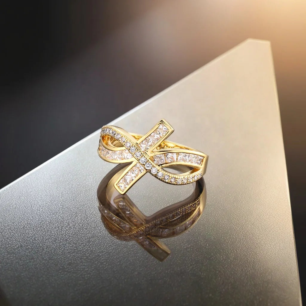 Wholesale 18k Gold Round Ring Jewelry for Women Trendy Gemstone Rings for Wedding Party and Anniversary-Valentine's Gift Idea
