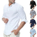 Wholesale Men's Casual Linen 3/4 Sleeve Custom ShirtPakistan Solid Slim  White Men's Shirts