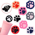 Pvc Straw Toppers Cute Pet Dog Paw Print Straw Toppers Charms
