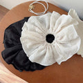 Elegant White Ivory Chiffon Scrunchies Fancy Georgette Head Ties Hair Accessories for Women