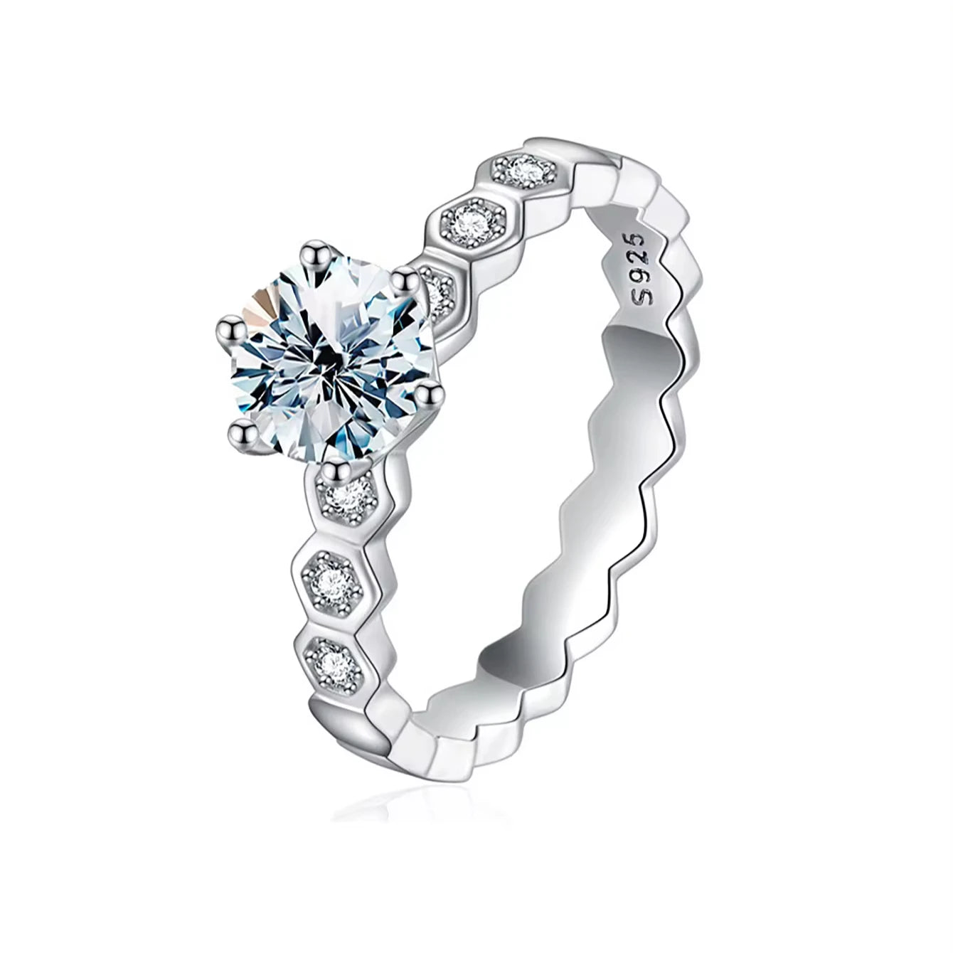 Luxury Jewelry 925 Sterling Sliver Moissanite Diamond Engagement Ring 2CT GRA Certified Round Brilliant Cut Ring for Woman