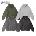 Wholesale Customizable Men's American Retro Hoodie Washed & Distressed Loose-edge Sleeve Design