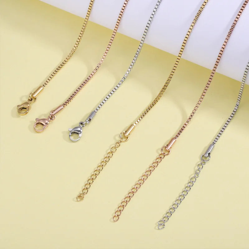 Wholesale Box Chain Stainless Steel Necklace Gold Plated Box Chain With Lobster Clasp for DIY Jewelry Making