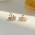 New Trendy Sweet Temperament Earrings Imitation Pearl Earrings Starfish Shell Stud Earrings for Women Jewelry