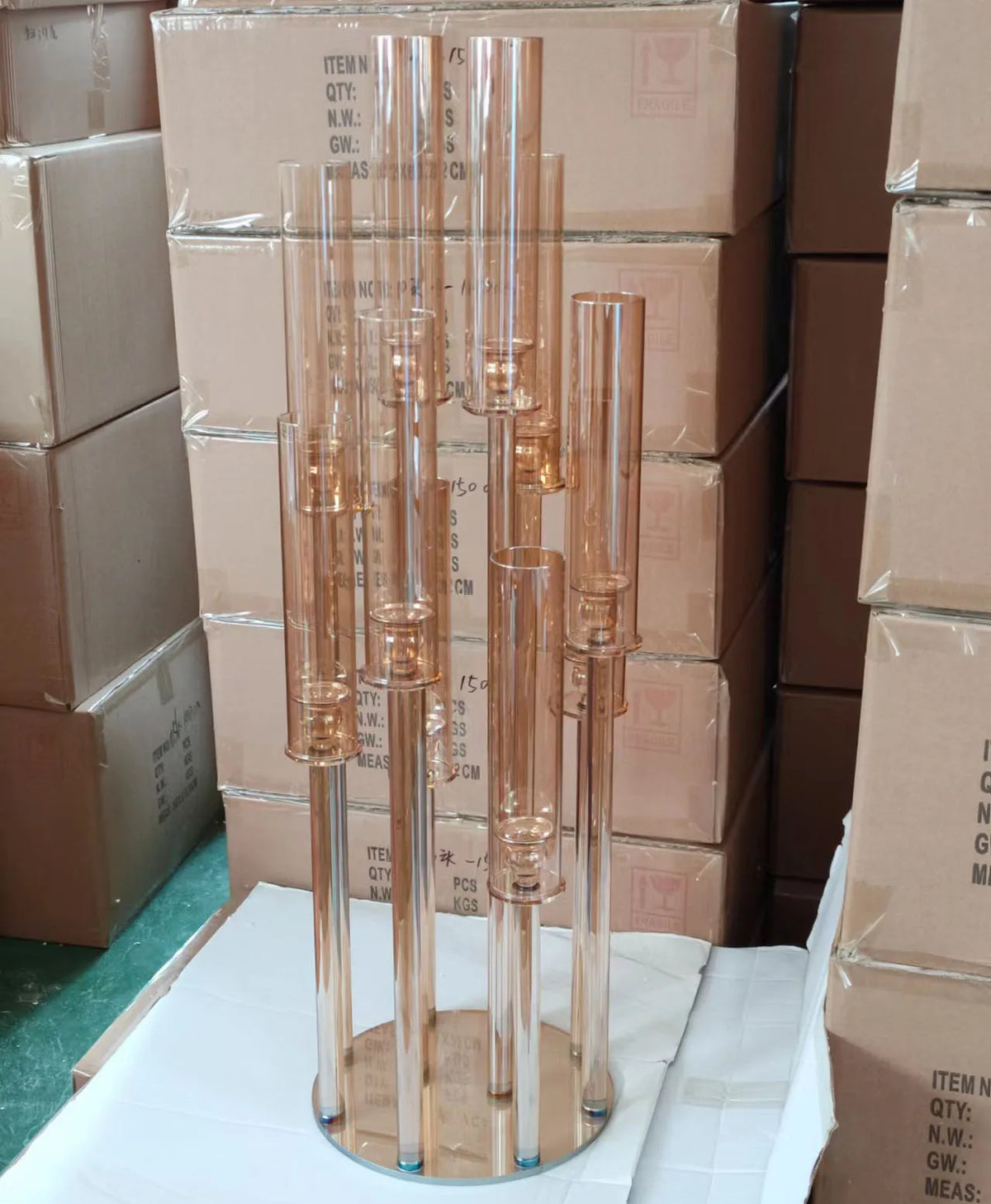 110cm Height Gold champagne 5 Arms 10 Arms Crystal Wedding Aisle Candelabra Wedding Centerpieces Stand MH-Z0313