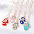 Fashion Oil Dripping Fatima Hand Necklace Colorful Enamel Rhinestone Crystal Evil Eyes Hamsa Hand Pendant Necklace