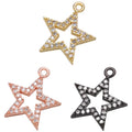 Simple Zircon Star Pendant Delicate Gold Sliver Hollow Star Shape Pendant for Diy Bracelet Necklace Earring Jewelry Accessories