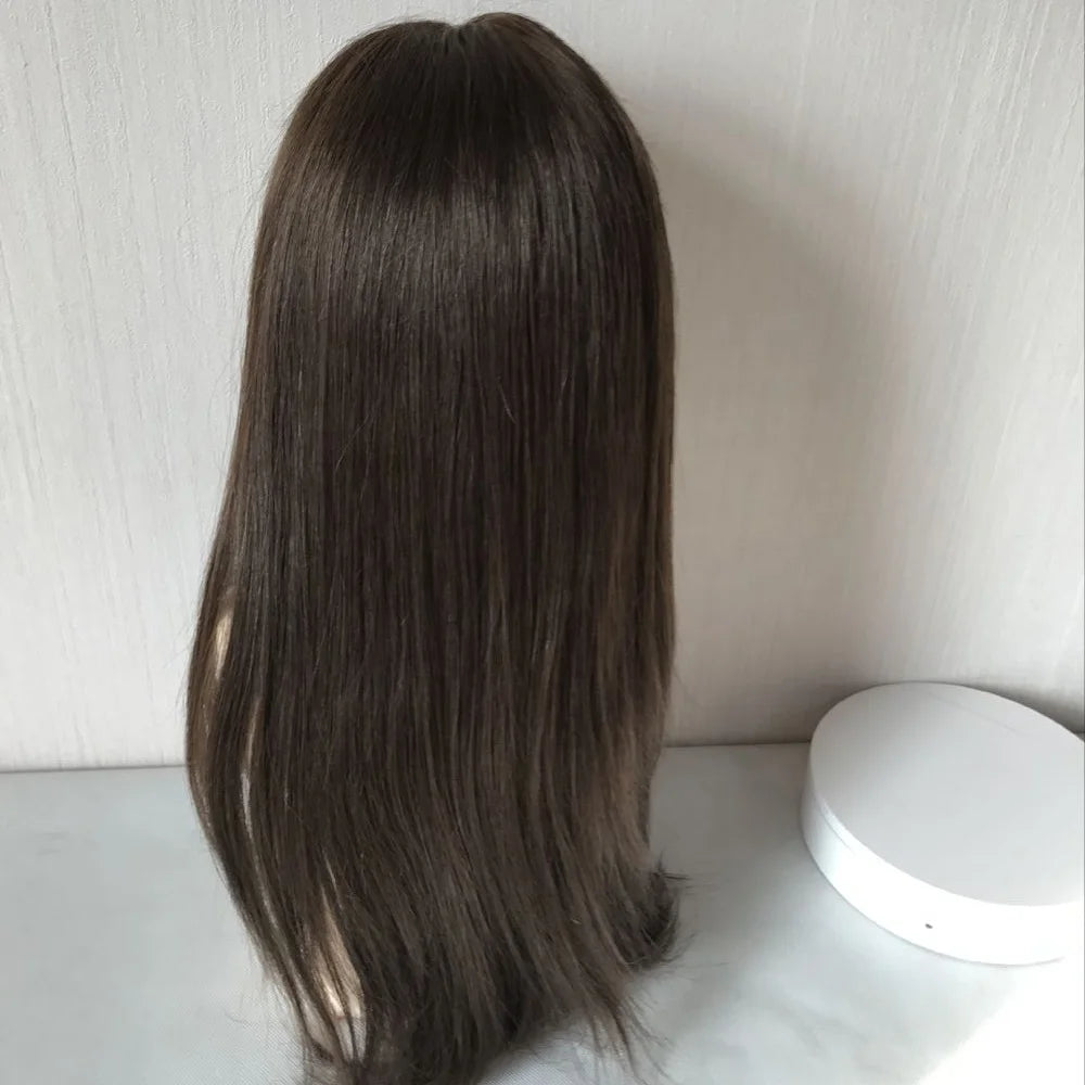 Yefine Wig Brazilian Hair Transparent Lace Front Jewish Kosher Remy Human Hair Long Layered Medium Brown Wigs for Women