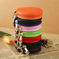Promotion Gift Fashion Custom Logo Mini Saffiano PU Leather Luggage Tags Coin Purse Round Keychain Zipper Coin Purse for Airpods