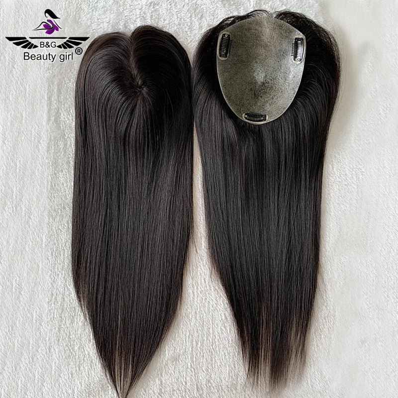 Prime Raw Virgin Russian Human Hair Injected Poly Thin Skin Pu Base Free Part Toppers with Natural Hair Line Size 15x17cm
