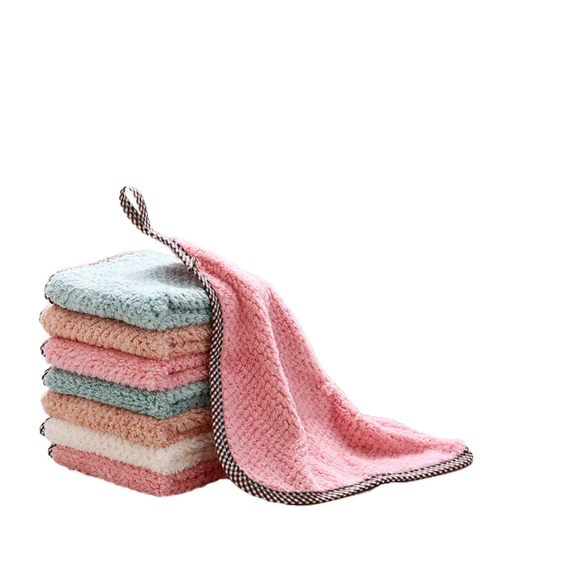 12*12inches Square Knitted Microfiber Quick-Dry Absorbent Kitchen Dish Cloth Towel Soft Non-Stick Oil Cleaning Wiping Tool