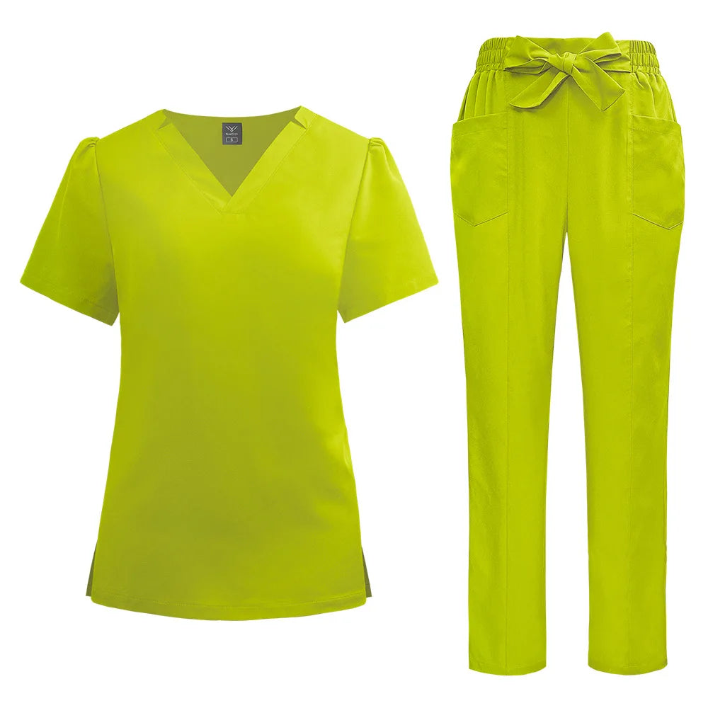 42228 Custom 42228 New Model Spandex Apple Green Medical Uniform Women and Man Scrubs Set Medical Scrubs Top and Pants