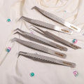 VEYES Free Sample Pink Eyelash Tweezers Set Stainless Steel 45 75 90 Degrees Eyelash Extension Tweezers