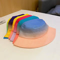 Custom Logo Gradient Color Summer Beach Outdoor Sun Hat Waterproof 100% Cotton Embroidery Wholesale Rainbow Bucket Hat Casual