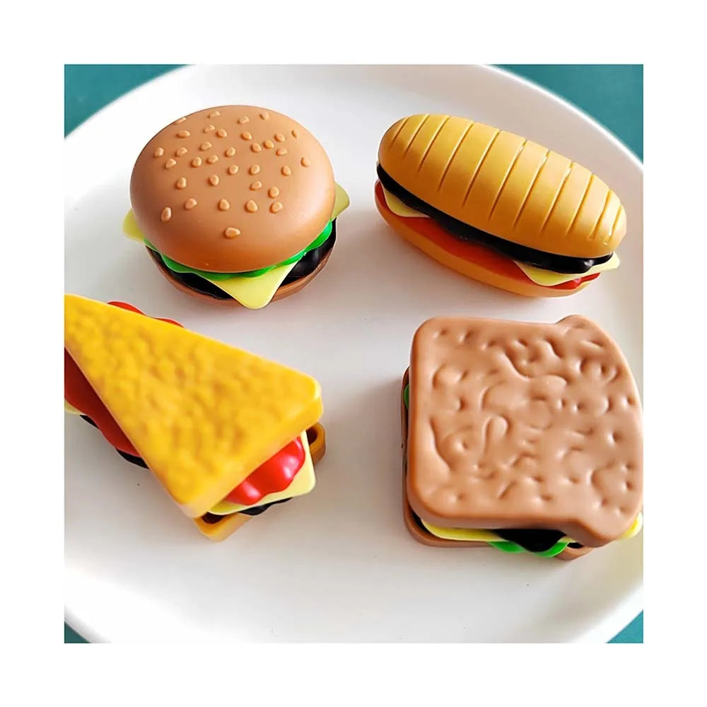 Realistic Fast Food Figurines 100Pcs Doll House Miniature Fast Food Hamburger Hotdog Sandwich Toast Figurines for Party Decor