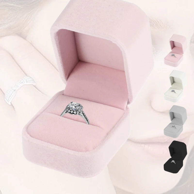 Pink Small Jewelery' Double Packaging Fancy Jewelry Luxury Antique Wedding Engagement Custom Velvet Ring Box