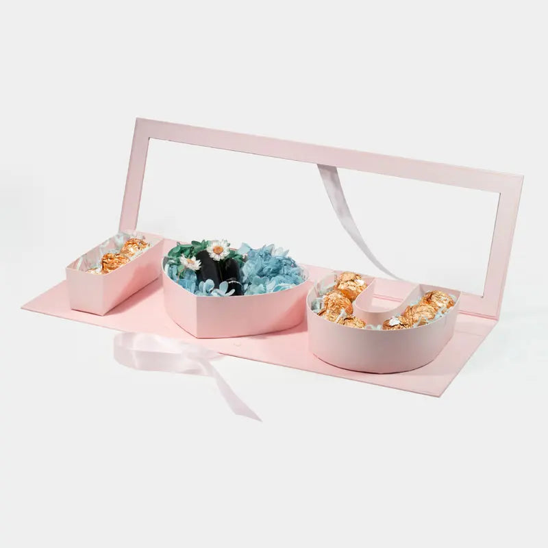 I Love You Double-Sided Open MOM Flower Gift Box Recyclable Festive Packaging for Valentine's Day