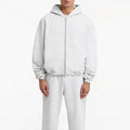 Wholesale Custom Embroidery Double-head Zipper 100% Cotton Heavy Weight Autumn Eco-Friendly Windproof Baggy Hoodie