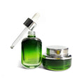 Cosmetic Packaging Set 30ml 50ml Gradient Green Glass Dropper Bottle Skincare Cream Jar Empty for Hair Oil Serum Face Cream Use