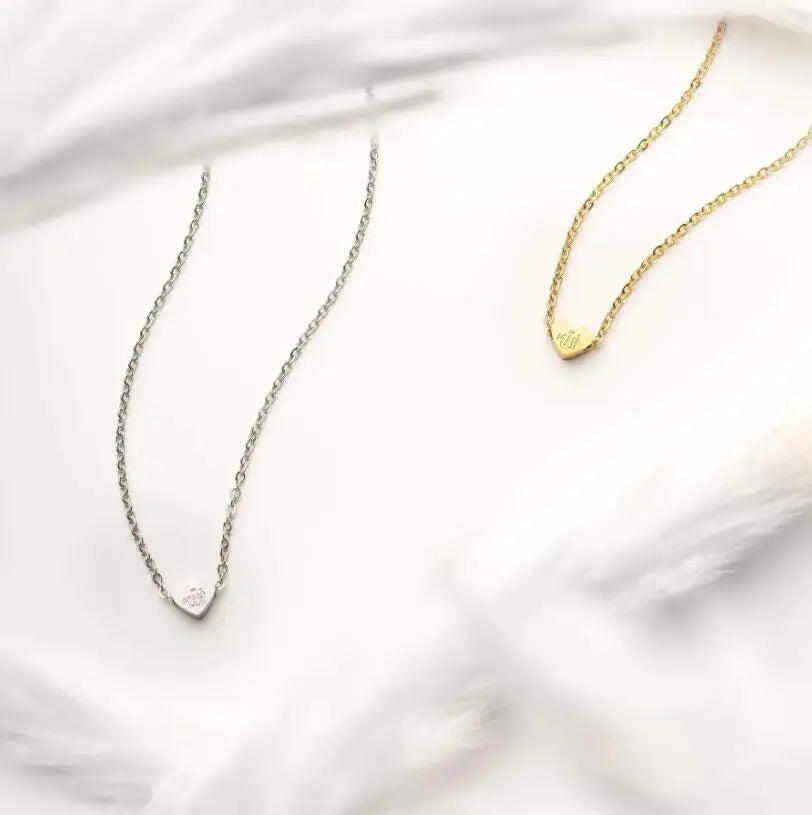 Inspire Stainless Steel Jewelry Hot Selling Arabic Calligraphy ALLAH HEART NECKLACE Cute Heart Pendant Necklace Wholesale