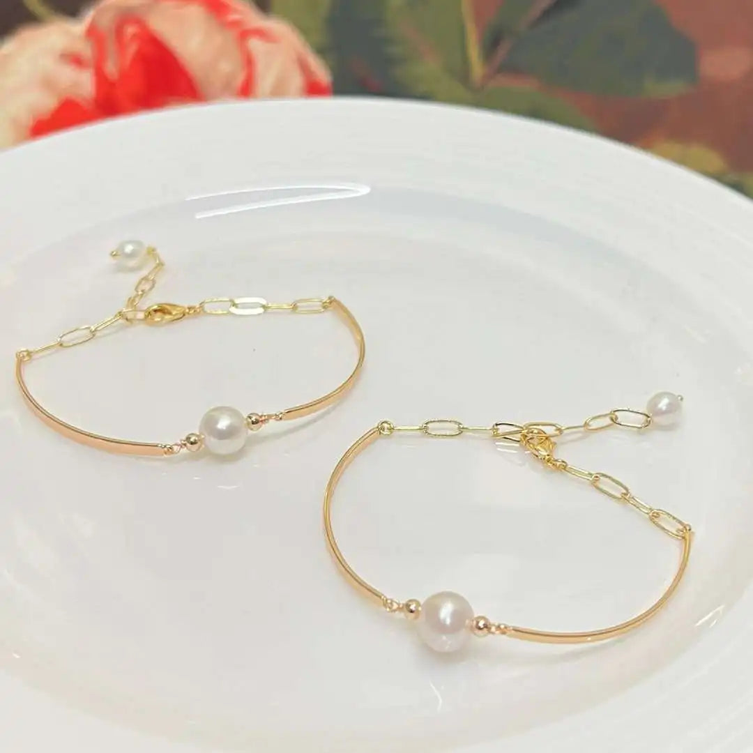 Manufacturer Wholesale Natural High-quality Freshwater Pearl Bracelet Half Moon Bracelet 8-9MM 1 Piece Fashionable Bracelet