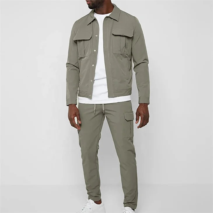 Custom Logo Design Your Own Tracksuit Set Two Piece Set Polyester Nylon Tactical Cargo Tracksuit for Men