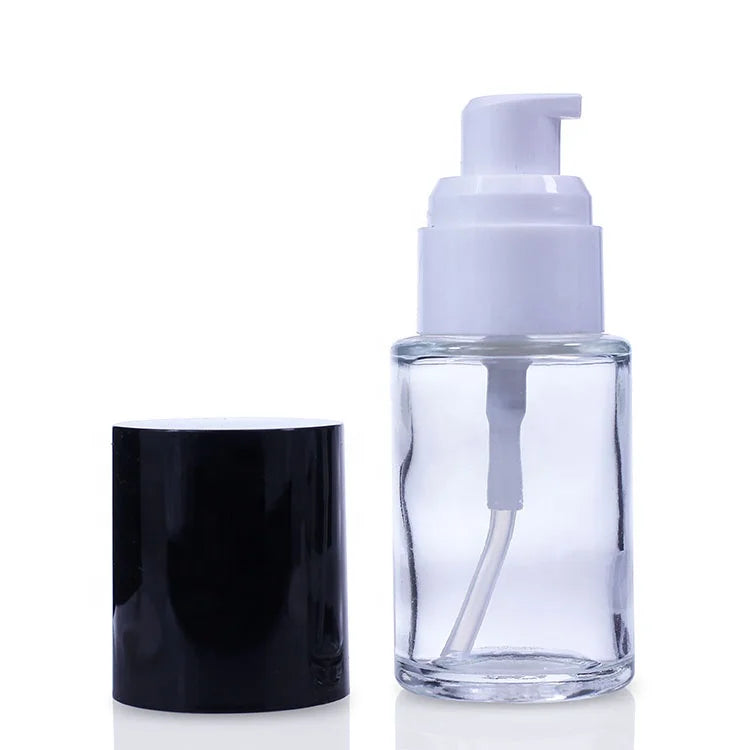Ready to Ship 30ml 50ml Glass bottle Cosmetic Pump Bottles Empty Face Cream Lotion Bottle 1oz Foundation container