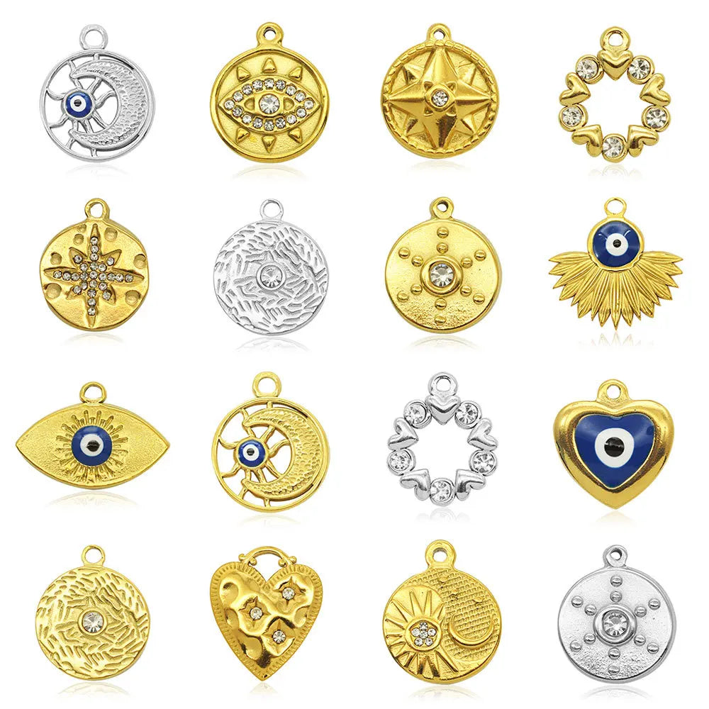 BM Necklace Pendant Star Moon Geometric Heart Waterproof Stainless Steel DIY Jewelry Accessories