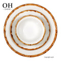 Ohere Special Design Yellow Edge White Charger Plate with Bowl Bone China Dinner Set Dinnerware for Wedding Party MegaBDM