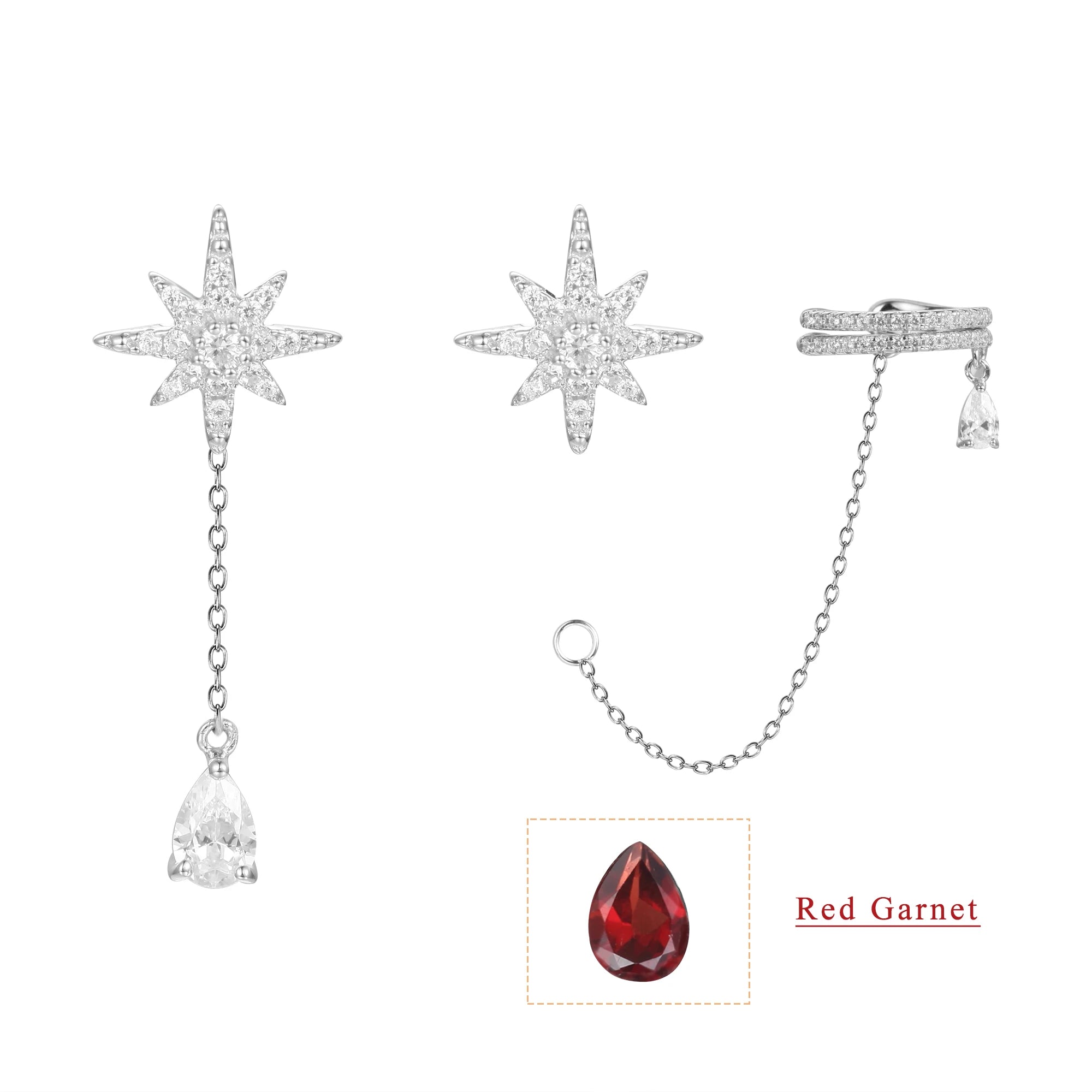 C8150 Abiding Jewelry Custom Wholesale Multi Natural Gemstone Optional Snowflake  Huggie Stud 925 Sterling Silver Earrings