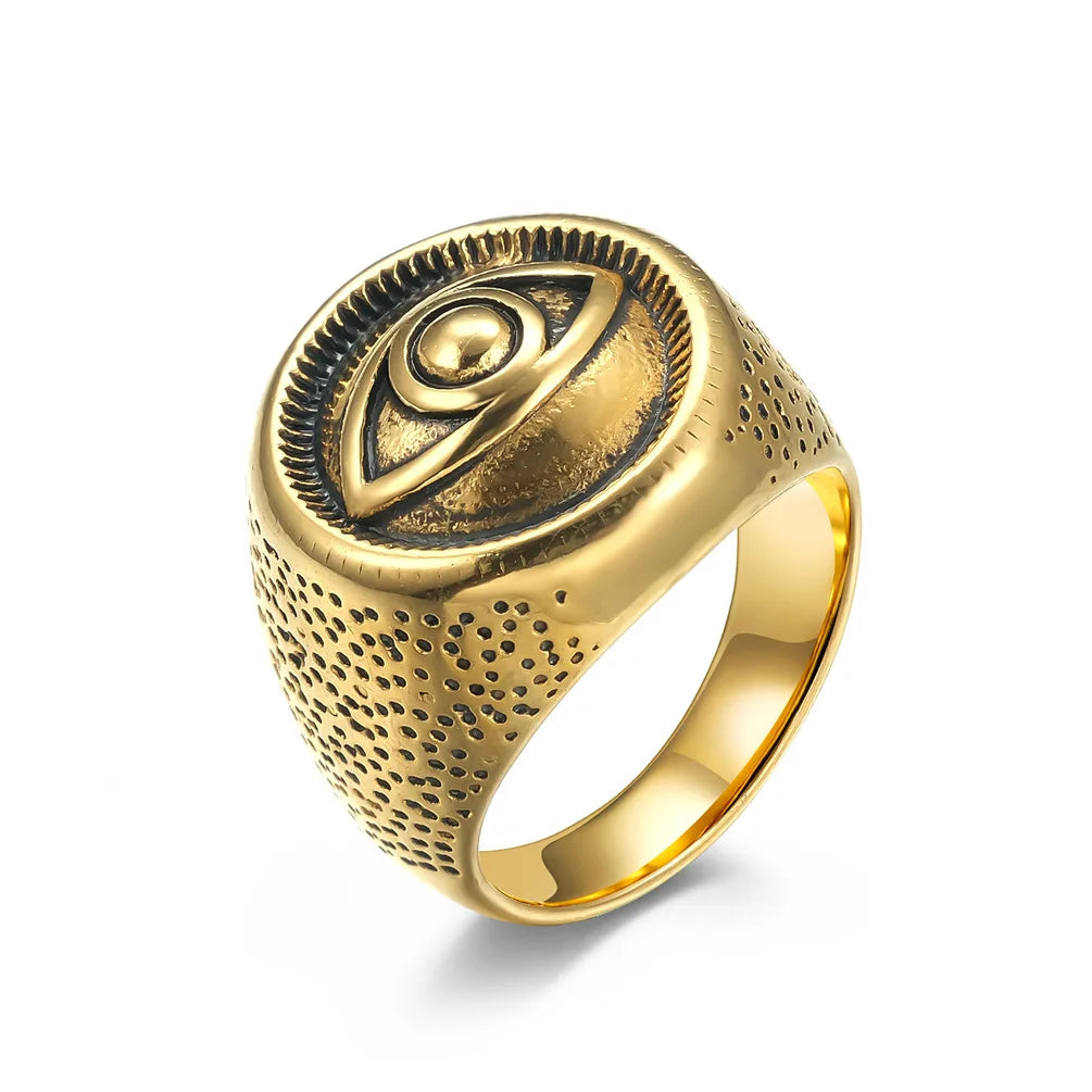 Vintage Jewelry Bulk Stainless Steel Evil Eye Rings for Men Turkish