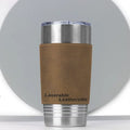 Custom Personalized Business Gifts Stainless Steel Laser Engraved Leather Coffee Cup Sleeve 20oz Laserable Leatherette Tumbler