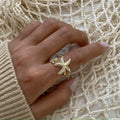 New Arrival Fashion Geometric 18K Gold Plated Stainless Steel Stacking Open Ring