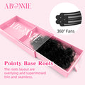 Abonnie Heat Bonded Long Short Stem Pro Made Speed Fans Mink Wispy Loose Lash Fans Tray Pointy Base Promade Lash Extension Fans