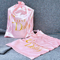 Custom Pink Big Satin Pouch Bag With Logo for Hair Extensions Shoes Jewelry Cosmetics Gift Silk Satin Bag Packaging Storage Bag