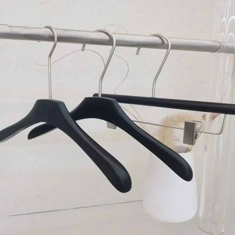 Custom Logo Metal Hooks Hangers Black Coat Wooden Coat Hangers Suit Clothing Wood Hanger