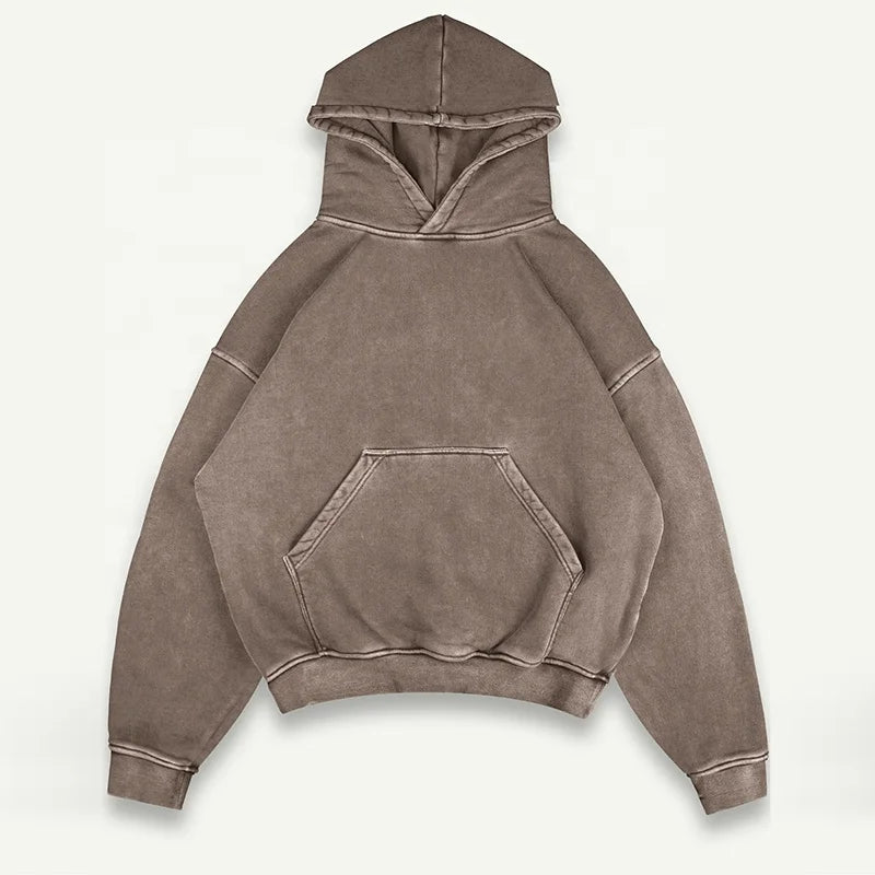 High Quality Custom 3D Printed French Terry Fleece Hoodie Oversized Stonewashed Puff Technique Pullover 100% Cotton Winter ODM