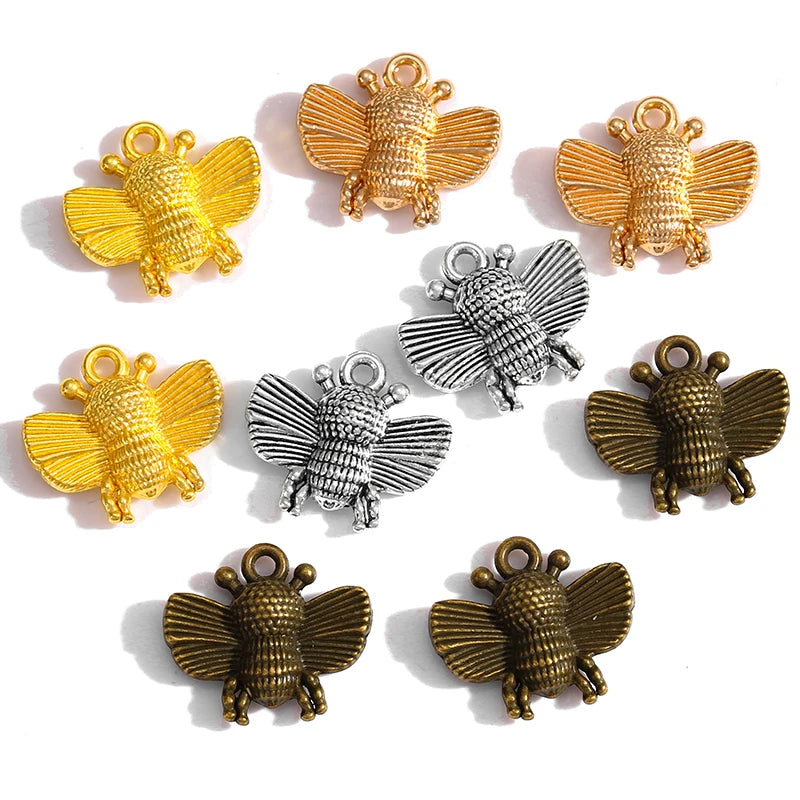 4 Colors Bee Charms Pendant Accessories DIY for Bracelet Necklace 16*14mm D2107