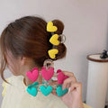New Sweet Girl Cute Geometric Candy Color Heart Shape Hairclaw Hair Clamp Large Clear Acrylic Hair Claw Clip