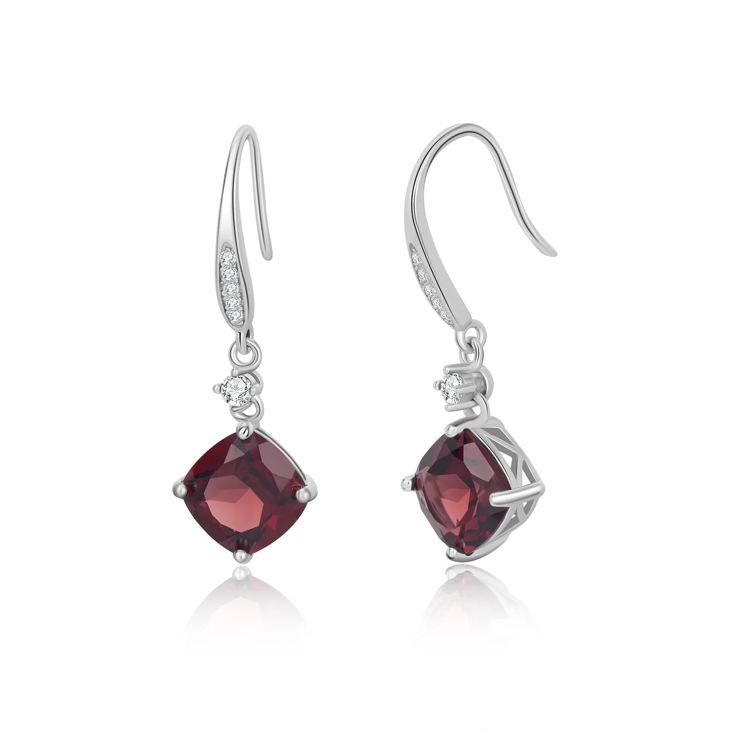 YBO Dropship Fine Jewelry 925 Sterling Silver Earrings Gold Plated Cushion Cut Natural Garnet for Women for Weddings