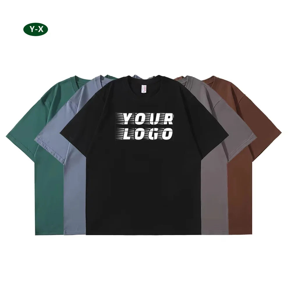 Y-X Manufacturer Custom LOGO 230gsm T-shirt 100cotton Hip Hop Drop Soft Shoulder Plain Blank Men's T-shirts Pour Homme Clothing