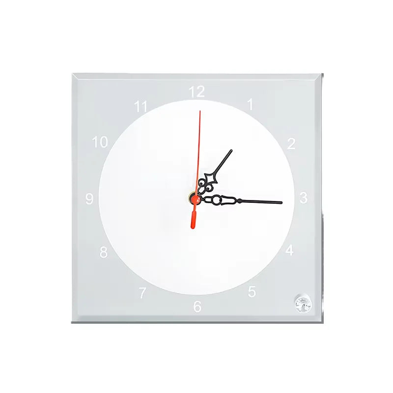 Hot Selling 6 Color Thermal Transfer Printing Square Sublimation Glass Photo Frame with Clock Design for Decoration