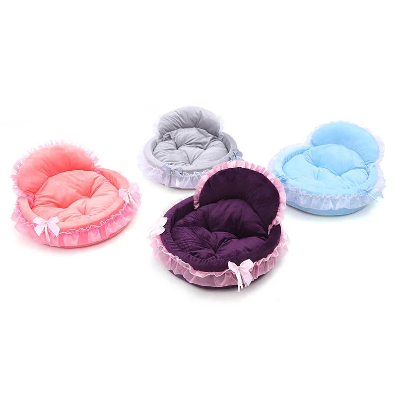 Cute Princess Bed Pet Nest - Soft Comfortable for Cats Dogs All Seasons Pet Bedding
