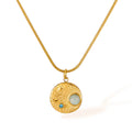 QUSEDINY Dreamshow 18K Gold Plated Snake Chain Necklace Trendy Birth Stone Jewelry with Zircon 316L Stainless Steel