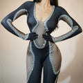 Fashion Crystal Rhinestone Bodycon Rompers Ladies Stage Performance Bodysuit Gogo Dancer Costume Women Club Sexy Pearls Jumpsuit